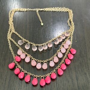 Chic Gold and Pink Beaded Necklace